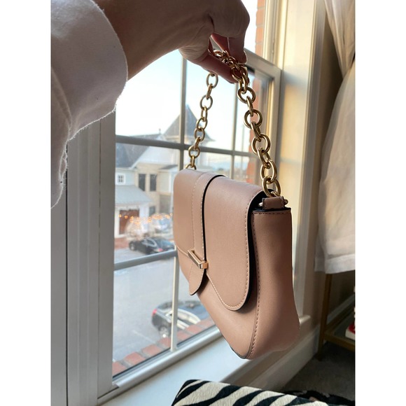 Y2K Tan shoulder purse with gold chain strap - Picture 3 of 7